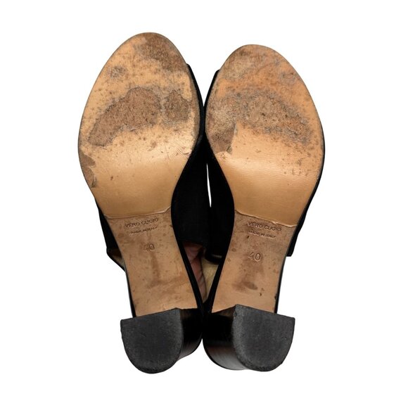 Barneys New York Black Suede Peep Toe Slingback Heel Bootie Women's sz EU40/US10 - Picture 7 of 12